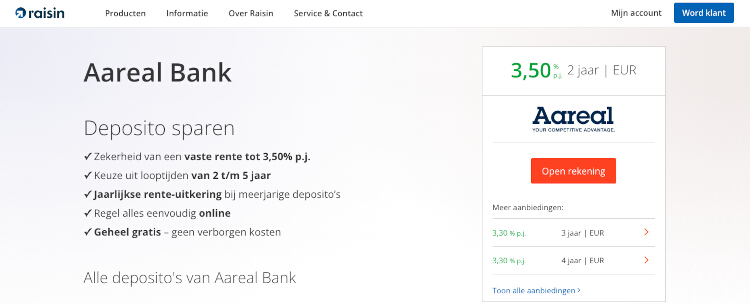 Aareal Spaardeposito spaarrekening