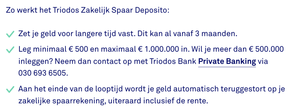 Hoe werkt Triodos Bank Zakelijke Spaarrekening?